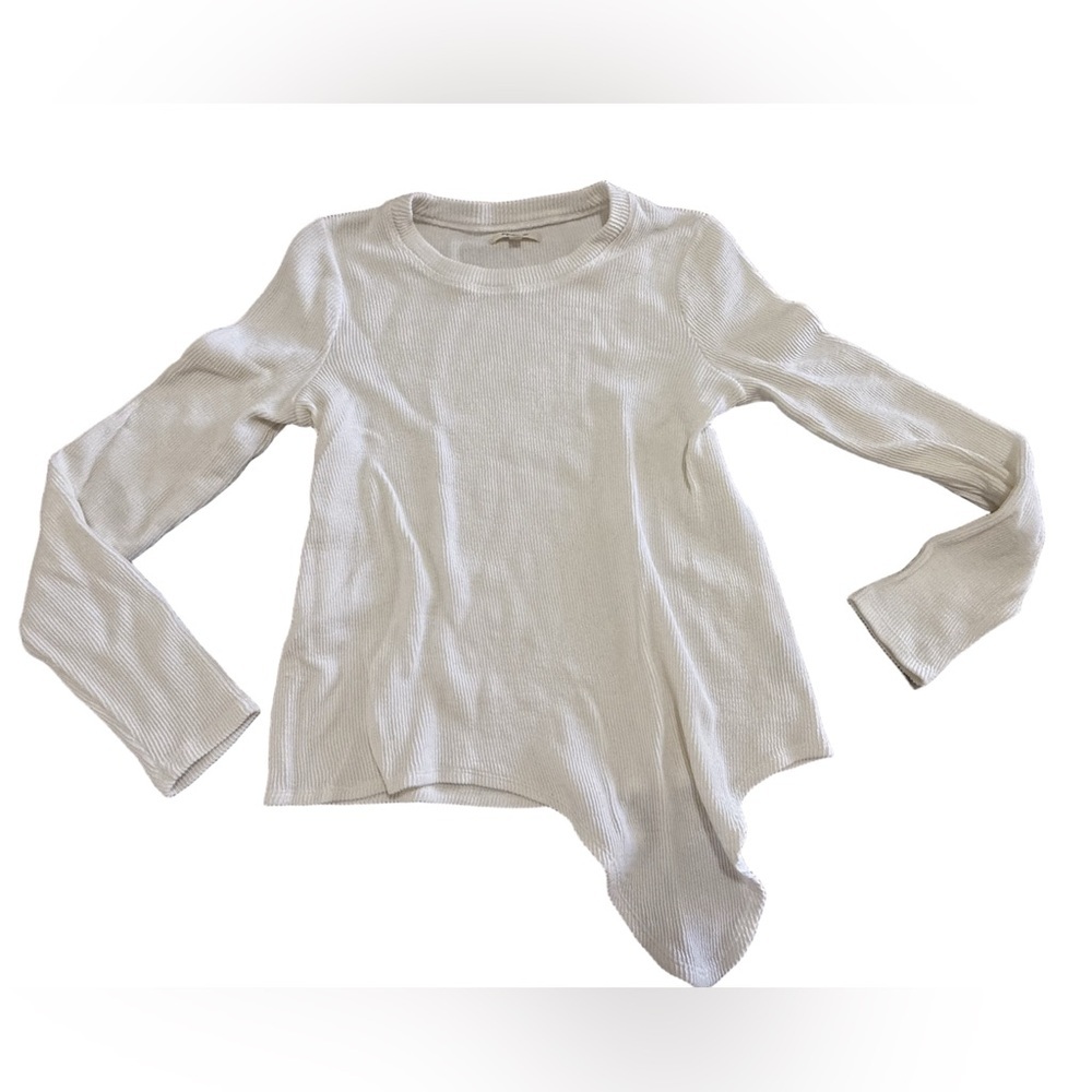 Madewell Ribbed White Long Sleeve Fashion Top Size Medium